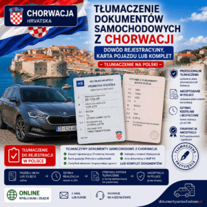 Tłumaczenie dokumentów samochodowych z Chorwacji – dowód rejestracyjny, karta pojazdu lub komplet, tłumacz przysięgły języka chorwackiego, tłumaczenie chorwackich dokumentów samochodowych do rejestracji auta sprowadzonego z Chorwacji, chorwacki dowód rejestracyjny, chorwacka karta pojazdu.