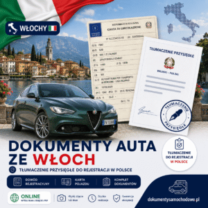 Włoski dowód rejestracyjny / Carta di circolazione – tłumaczenie na polski, tłumacz przysięgły języka włoskiego, tłumaczenie dokumentów samochodowych z Włoch do rejestracji auta sprowadzonego z Włoch, włoski dowód rejestracyjny.